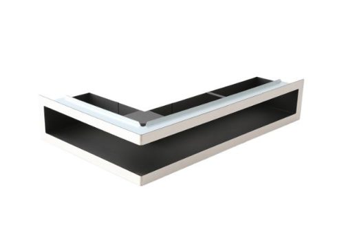 Sarok jobbos inox szellőzőrács beépítő kerettel 500x700x700 mm